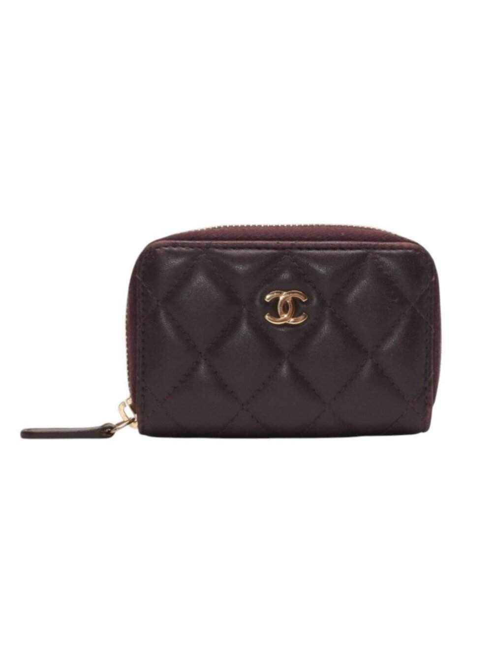 Chanel Classic Zip Coin Purse CC Logo Lambskin Purple